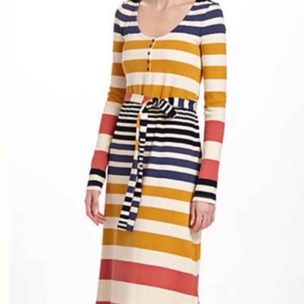 Anthropologie Striped Maxi Dress - Yellow, Blue, Red - Picture 2 of 8